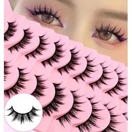 10 Pares De Pestañas Manga, 12 Mm, Naturales, Hechas A Mano Color M009
