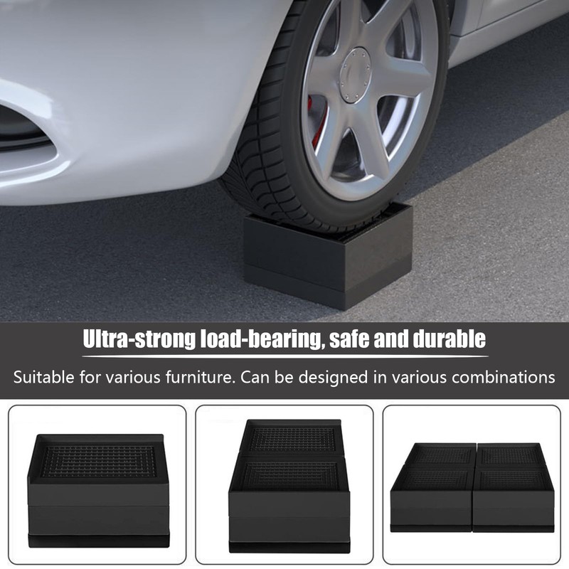 Rectangular Bed Risers, 7.6 cm, Durable, Adjustable Furniture Risers, Non-Slip,