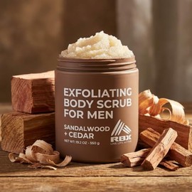 RBX Exfoliante corporal para hombres con manteca de karité vitamina A y C, exfoliante corporal hidratante para una piel sana