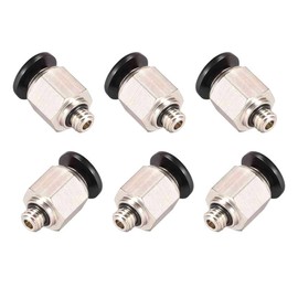 TA-VIGOR 6Pcs M6 x 6mm Push to Connect Pneumatic Fittings, Straight Quick Connect Air Line Fittings Push in Pneumatic Connectors for PE PU Nylon Tubing Pneumatic Quick Joint Adapter