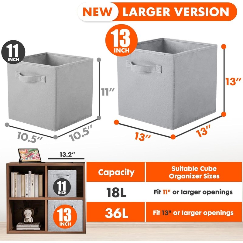 powerking Cube Storage Boxes, Foldable Fabric Storage Bins And Cloth