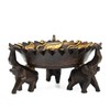 AeraVida Rejoicing Elephant Leaves Carved Rain Tree Circular Wooden Tray
