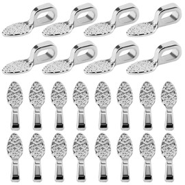 TOYMIS 100Pcs 15x5mm Oval Spoon Glue on Earring Bail Jewelry Bails for DIY Making Scrabble Glass Cabochon Tiles Pendants (Silver)