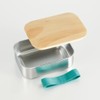 Skater STLBT9B-A Stainless Steel Lunch Box with Wooden Lid, 1-Tier,