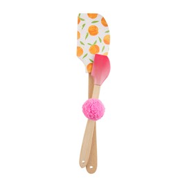 Mud Pie Floral Spatula Set, Pink, Large 12" x 2.5" | small 8"