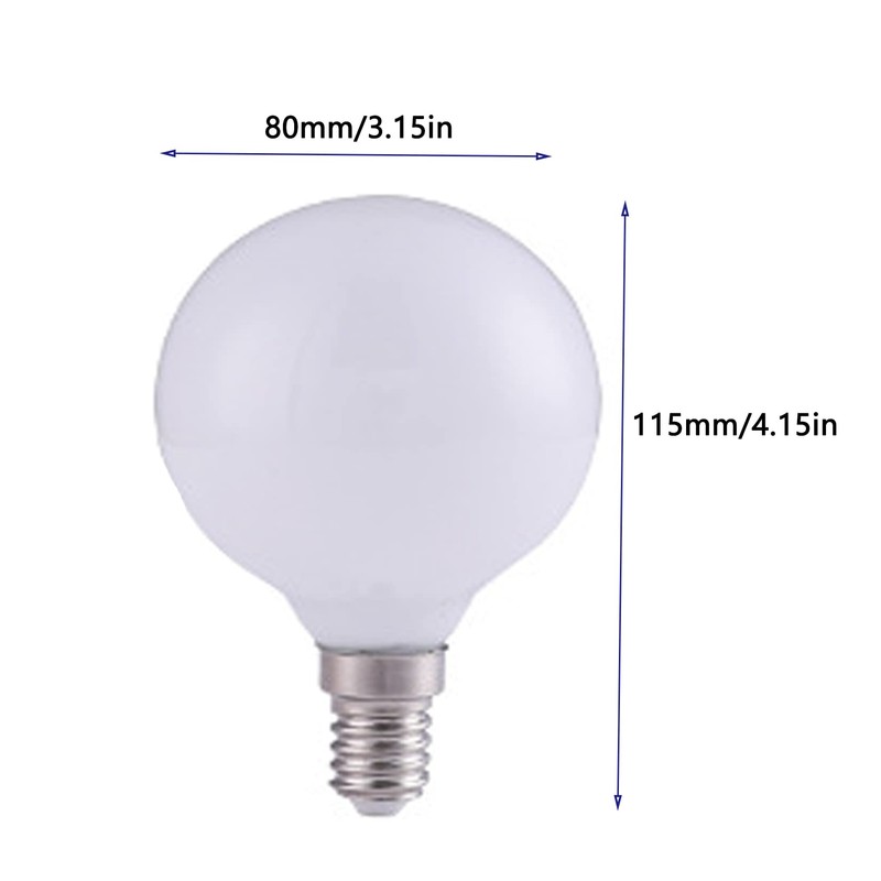 G25(G80) Globe LED Light Bulbs, E12 5W Vanity Edison Bulbs,