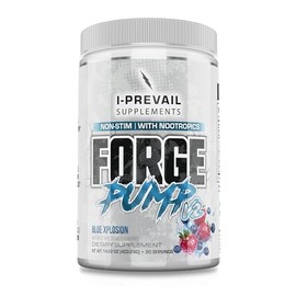 I-Prevail Supplements Forge Pump V2 Non-Stimulant Pre-Workout Nitric Oxide Boosting Powder with Nootropics | Unprecedented Pumps | Massive Blood Flow and Hydration (20 Servings, Blue Xplosion)