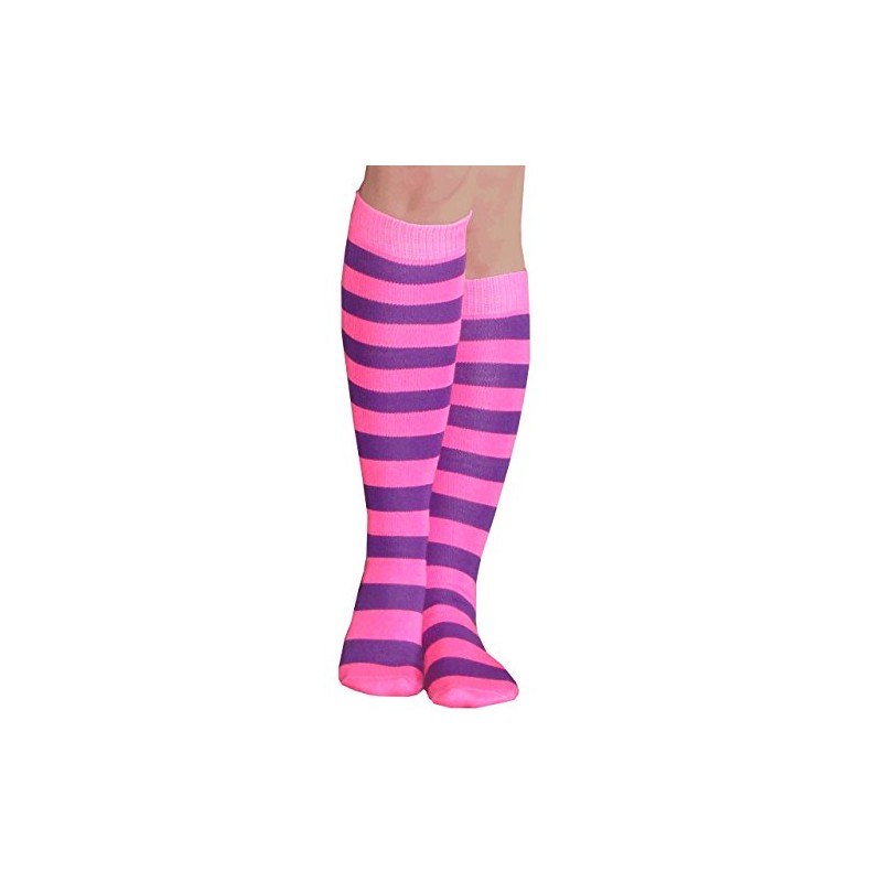 Chrissy's Socks Women's Striped Knee High Socks 7-11 Pink/Purple