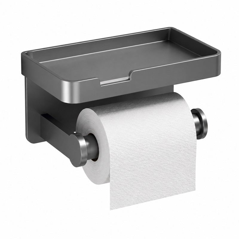 Toilet Paper Holder with Shelf for Bathroom – Aluminum Alloy