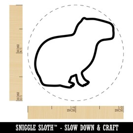 Capybara Sitting Outline Self-Inking Rubber Stamp Ink Stamper for Stamping Crafting Planners - 1/2 Inch Mini - Black Ink