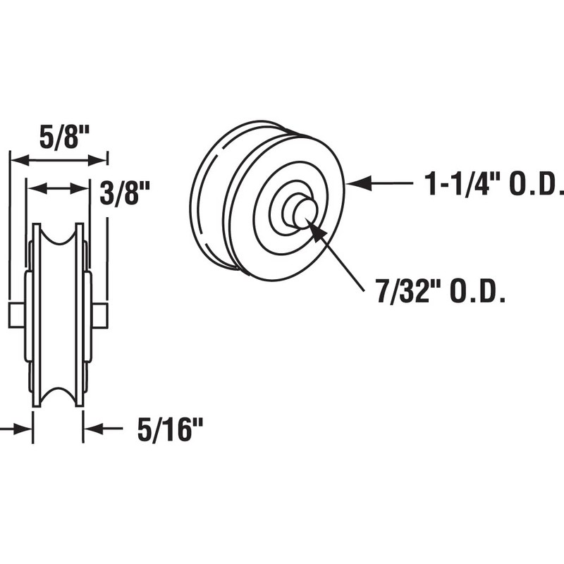 Slide-Co 131972 Precision Steel Bearing Roller, Built-in Axle, 1-1/4 In.