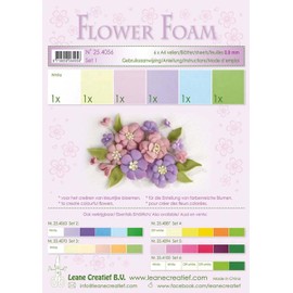 Leane Creatief A4 0.8mm Flower Foam Sheets 6pcs - Set 1 Pastel Colours