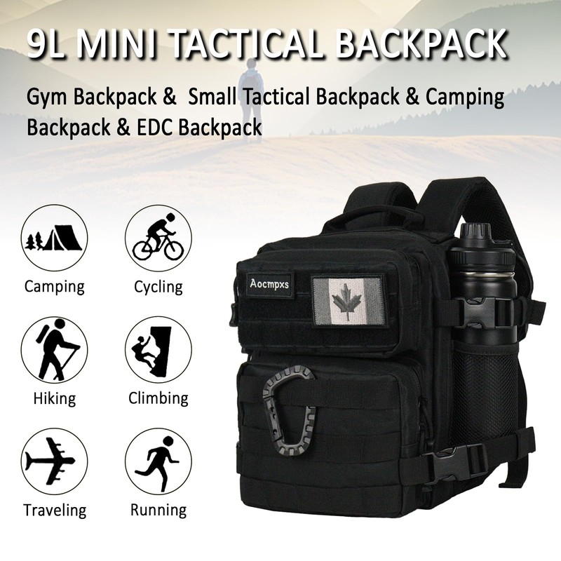 9L Mini Tactical Backpack, Small Gym Backpacks Sport Bag for
