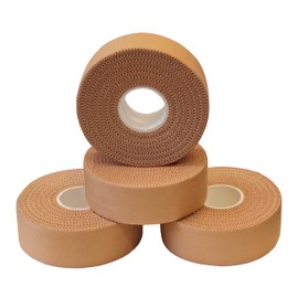 SONEKA - 4 Rolls of Rigid Zinc Oxide Tan Rayon Tape, Latex Free, 2.5cm x 15m - Extra-Long for Injury Prevention & Joint Support