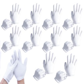 10 Paar Weiße Handschuhe Baumwolle, Stoff Handschuhe Weiss, Waschbares Und Dehnbares Tuch Für Mehrzweck, Care Baumwollhandschuhe, Bequem Und Atmungsaktiv, Für Hautpflege, Schmuck Untersuchen-18,5cm
