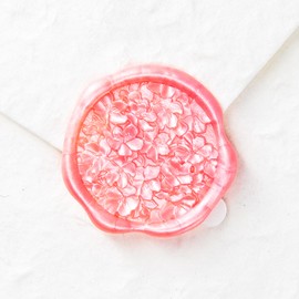 Nuvretk 30pcs Handmade Wax Seal Stickers, 3D Sakura Cluster Design, Elegant Self-Adhesive Envelope Seals for Wedding, Birthday, Party, and Event Invitations(Pearl Pink)