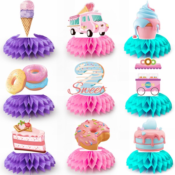 Donut Honeycomb Centerpieces,9Pieces Donut Table Decorations Table Honeycomb Centerpieces Decor