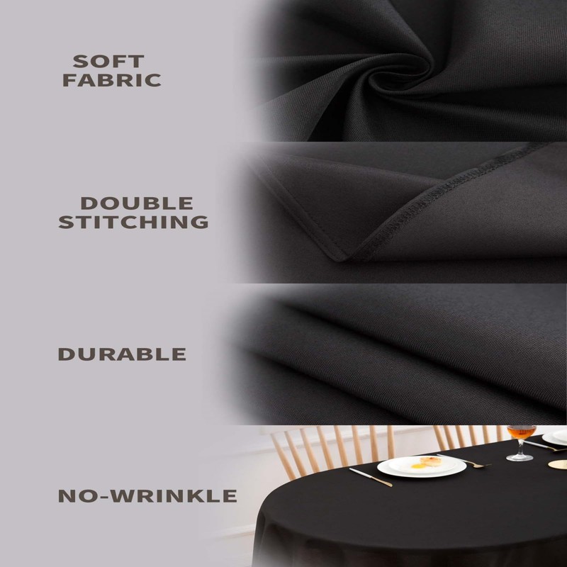 RUISIBO Round Table Cloths 60 Inch Black Tablecloth Party Outdoor
