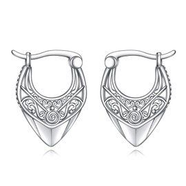 Boho Hoop Earrings Sterling Silver Fashion Vintage Filigree Conical Small Hoop Earrings Jewelry Christmas Gifts for Women