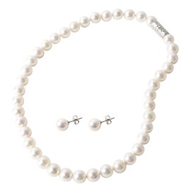 Pearl Necklace [Made in Japan] Magnetic Pearl Necklace [Choose from Pearl Earrings Set] Pearl, 0.3 inch (8 mm), Weddings, Funerals, Graduations, School Entrance Ceremonies, Accessories, Color: