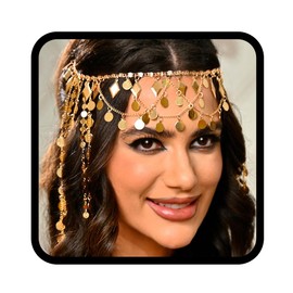 Fashband Gold Head Chain Sequin Tassel Headband Festival Costume Headpiece Hair Accessories for Women