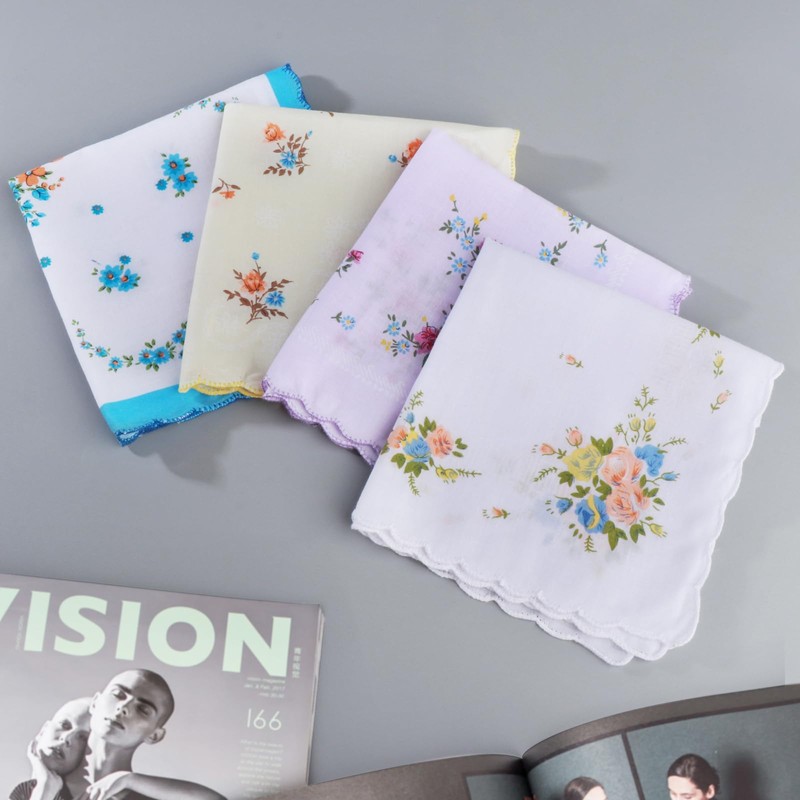 Handkerchiefs for women, cotton handkerchiefs, 10 pieces white
