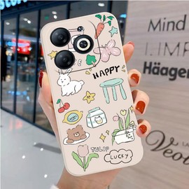 Cute Case Compatible with Infinix Smart 8 - Comfortable White Soft TPU with Cartoon Animal