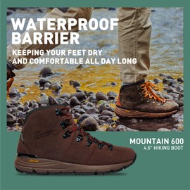 Danner Mountain 600 Waterproof Hiking Boots for Men - Lightweight, Durable Upper, Breathable Lining, Triple-Density Footbed & Vibram Traction Outsole, Java/Bossa Nova - 9 D
