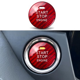 Ruautumn Real Carbon Fiber Push Start Button Cover Fit for Mazda 3 6 CX-5 CX-9 MX-5 Miata, Car Interior Keyless Start Button Decorations Accessories 1 Pack (Red)