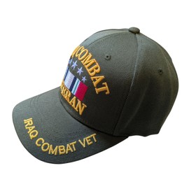 US Warriors Military Iraq Combat Veteran Ribbon Shadow Olive Baseball Hat Cap
