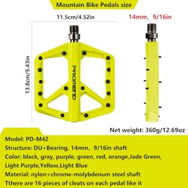 Pedales de bicicleta de montaña - Pedales de plataforma de rodamiento DU de nailon duradero para MTB y BMX