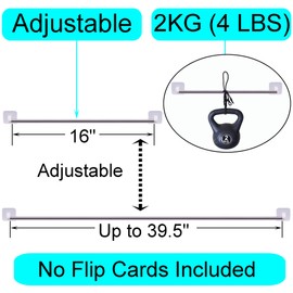 YYST 38" (98CM) White Self Adhesive Anchor Chart Holder Date Cards Holder Flip Calendar Holder W 8 Chart Rings (White-1)