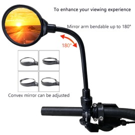 Bike Rearview Mirror with Wide-Angle Convex Lens, Fits 22-32MM Handlebars, Suitable for Mountain and Road Bikes, Handlebar Mount, Universal for Left and Right Side