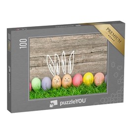 puzzleYOU: 100 Piece Puzzle "Funny Easter Decoration with Easter Eggs" - From the Holiday Puzzle Collection