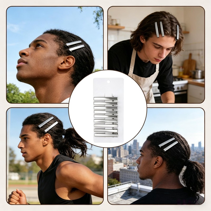 Hair Clips for Men Men's Hair Clip 10pk Silver Non