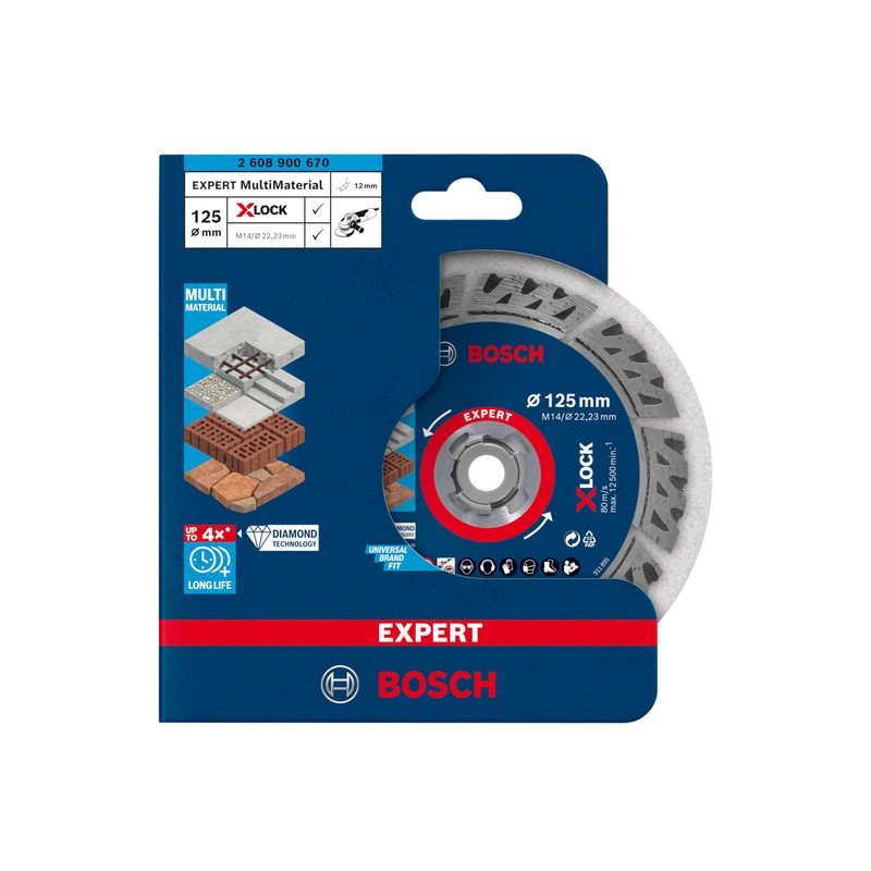 Bosch 1x EXPERT MultiMaterial X-LOCK Diamond Cutting Disc (for Concrete,