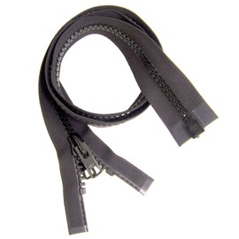 YKK Brand Zipper, Black #10 Separates at The Bottom, Marine Grade Metal Tab Slider, Heavy Duty, Black, 24" Inch