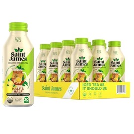 Saint James Iced Tea - Organic Black Tea & Lemonade - Non-GMO, Gluten Free, Low Calorie, Low Sugar - Half & Half, 12 Pack (16 fl oz each)