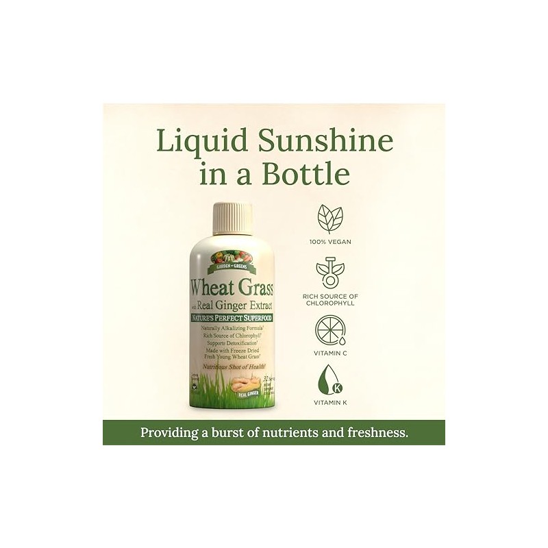 Garden Greens Wheat Grass Liquid with Real Ginger Extract, Nature's