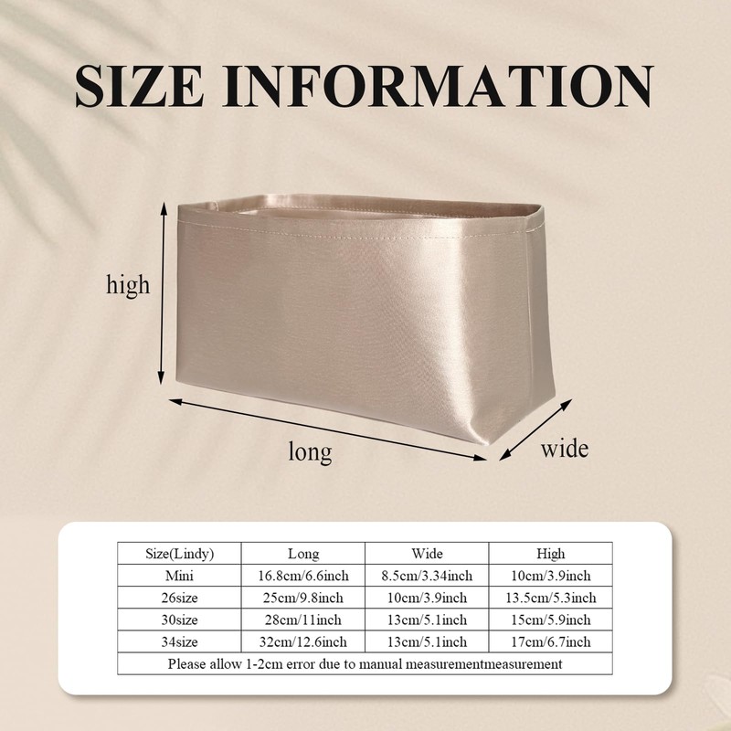ONEDIAN Purse Organizer Insert, Silk Satin Inside Storage Bag Organizer
