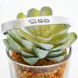 Mama Bear Bracelet with 2 Cubs Hand Stamped Aluminum Cuff Mother's Day Gift for Women Mom