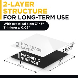 Dry Erase Magnetic Labels - Reusable Sticky Notes - Notepads for Refrigerator - Dry Erase Magnet Sheets - Blank Magnet Stickers to Write On - Magnets for Whiteboard Classroom Fridge