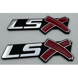 3D Self-Adhesive Side Fender Rear Emblem Nameplate Letter Sticker 3D Badge Decal Compatible with LSX 2PC (Chrome Red)