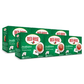 Red Rose Naturally Decaffeinated Black Tea Specially Blended Strong Black Tea with 48 Individually Wrapped Tea Bags Per Box (Pack of 6) Brew Hot/Cold Decaf Black Tea Full-bodied Flavorful Black Tea