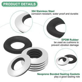 M METERXITY 10-Pack EPDM Bonded Sealing Rubber Washers, 304 Stainless Steel 3/8" x 25/32" OD Neoprene Rubber Washers Gasket for Bolts/Screws/Machinery/Ships/Roof