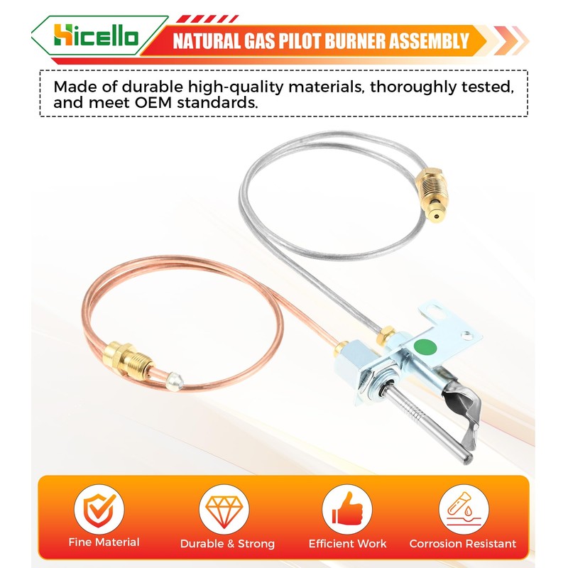 Hicello Natural Gas Pilot Burner Assembley Replacement for Real Fyre