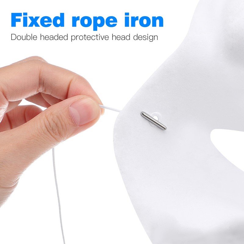 SHINEOFI 50pcs Barbed Elastic Cords with Metal Ends White Stretch