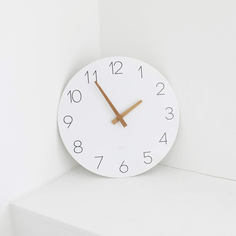 mooas Flatwood Wall Clock, Analog Wall Clock, Silent Non-Ticking 12