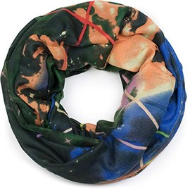 styleBREAKER 01017092 Women's Loop Scarf with Star Nebula Space Motif, dark green