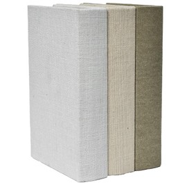 DECOR4SEASON Modern Linen and Wood Decorative Faux Book Boxes Set of 3